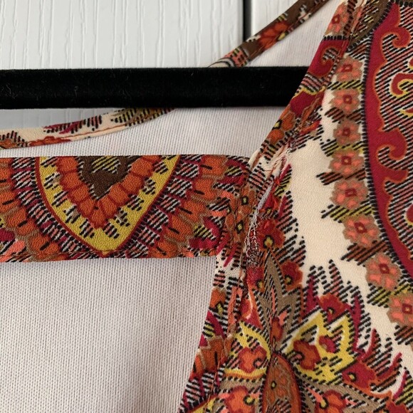 Lovemarks Dress Womens Small Red Paisley Long Sleeve Open Back Boho Crochet - Picture 4 of 10